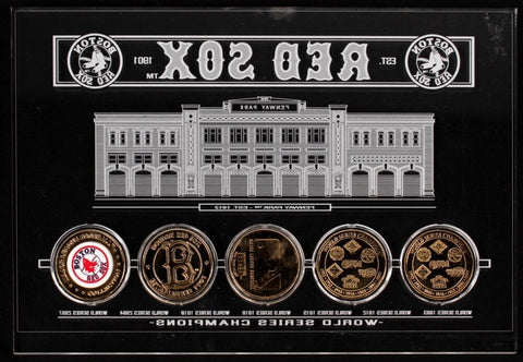 Boston Red Sox World Series Display with 5 Coins