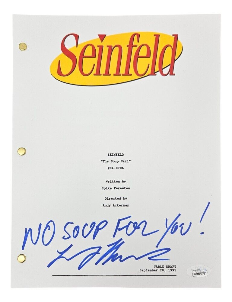 Larry Thomas Signed Seinfeld: The Soup Nazi Full Episode Script (JSA COA)