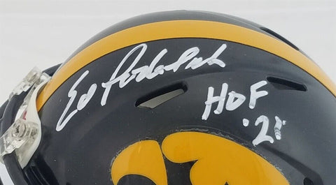 Ed Podolak "HOF 21" Signed Iowa Hawkeyes Speed Mini Helmet (JSA COA) Chiefs R.B.