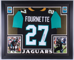 Leonard Fournette Signed Jaguars 35x43 Custom Framed Jersey (JSA COA)