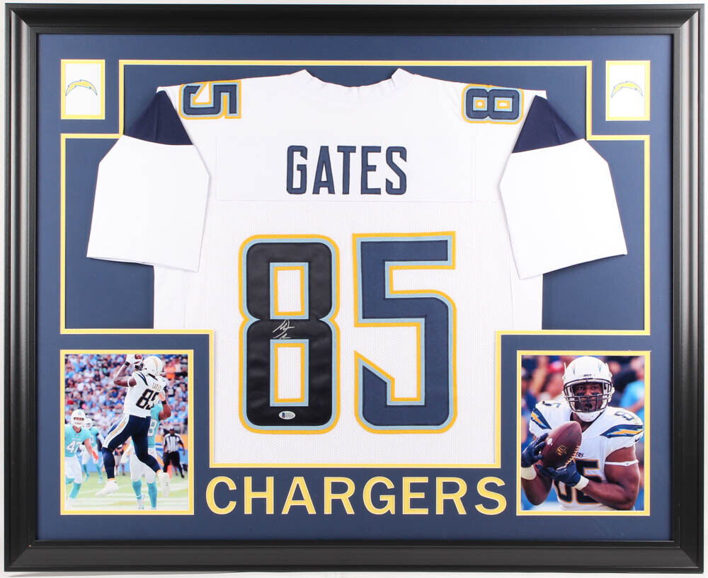 Antonio Gates Signed Los Angeles Chargers 35x43 Framed Jersey (Beckett –