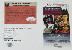 Walter Alston Signed L A & Brooklyn Dodgers 14x18 Custom Matted 1962 Topps Card