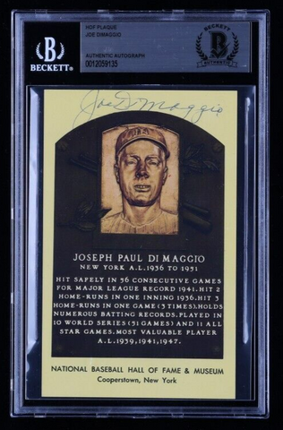 Joe Dimaggio Signed Hall of Fame Postcard (Beckett Encapsulated) Yankees HOFer