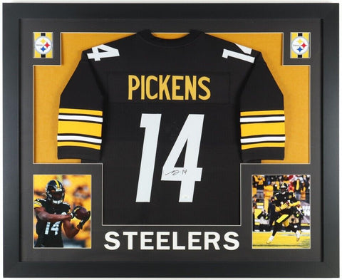 George Pickens Signed Pittsburgh Steelers 35" x 43" Framed Black Jersey (JSA) WR