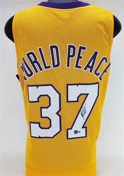 Metta World Peace Autographed Los Angeles Lakers Pro Style Jersey