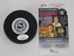 Bryan Trottier Signed  New York Islander Logo Puck (JSA COA) 524 Goals 1975–1994