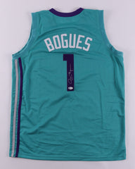 Muggsy Bogues Signed Hornets Jersey (Beckett COA) Charlotte's 1987 1st Round Pck