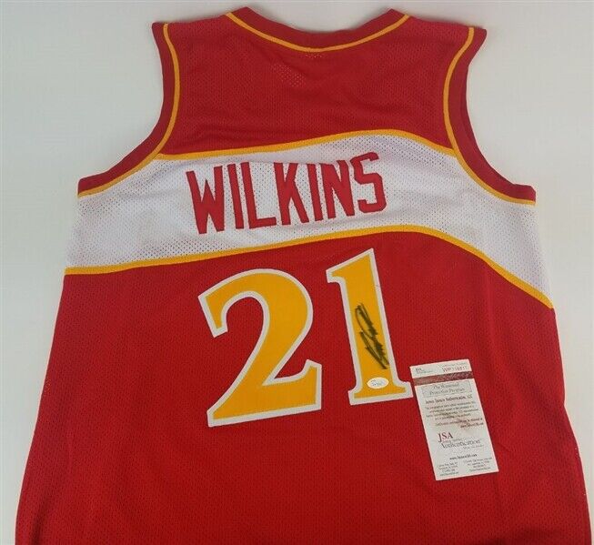 Atlanta Hawks Dominique Wilkins Autographed Red Jersey Beckett BAS Witness  Stock #207966