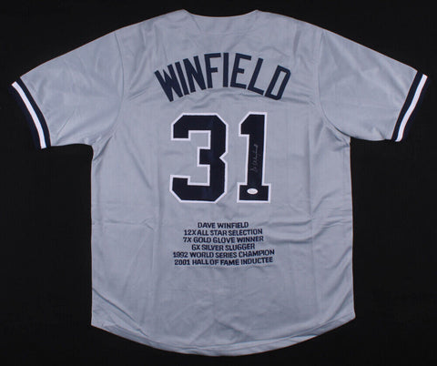 Dave Winfield Signed New York Yankees Career Highlight Stat Jersey (JS –