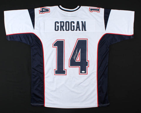 Steve Grogan Signed New England Patriots White Jersey (JSA COA)  Super Bowl Q.B