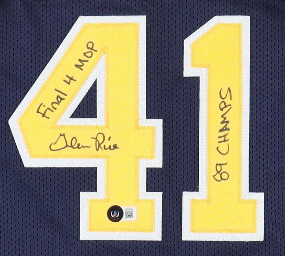 Glen Rice Signed Michigan Wolverines Jersey "Final 4 MOP & 89 Champs" (Beckett)