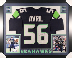 Cliff Avril Signed Seahawks 35x43 Custom Framed Jersey JSA Super Bowl 48 Champ