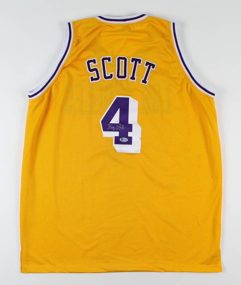 Byron Scott Signed Los Angeles Lakers Yellow Jersey (Beckett COA) 3xNBA Champ