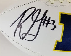 Rashan Gary "Hail to the Victors" Signed Michigan Wolverines Logo Football (JSA)