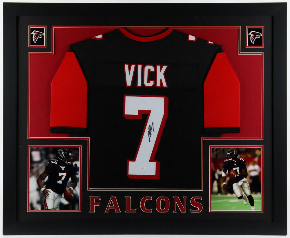 Michael Vick Signed Atlanta Falcons 35x43 Framed Jersey (JSA Holo