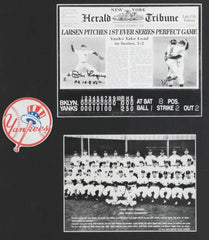 Don Larsen Signed New York Yankees Framed Newspaper Display Inscribed PG 10-8-56