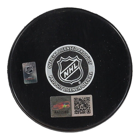 Casey DeSmith Signed Penguins Logo Hockey Puck Inscribed "Lets go Pens"(TSE COA)