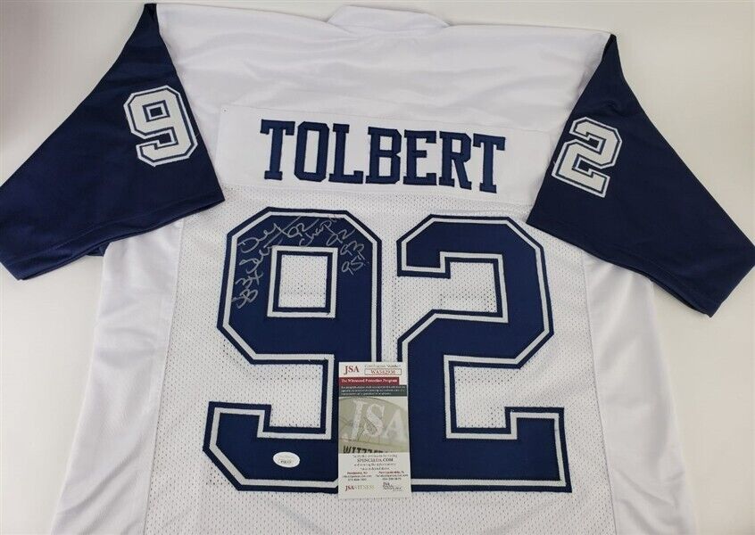 Tony Tolbert 3x SB Champs 92, 93, 95 Signed Dallas Cowboys Jersey (J –