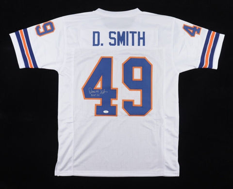 Dennis Smith Signed Denver Broncos White Home Jersey (JSA COA) 6xPro Bowl Safety