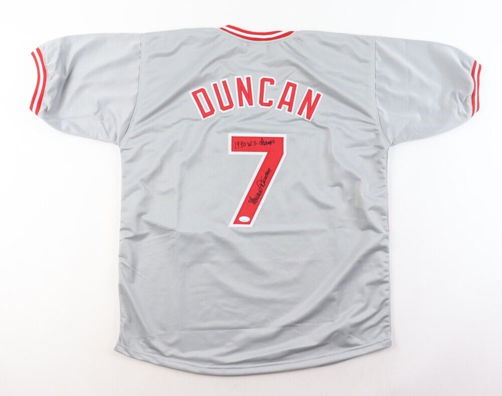 Mariano Duncan Signed Cincinnati Reds Jersey Inscribed "1990 WS Champs"(JSA COA)