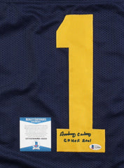 Anthony Carter Signed Michigan Wolverines Jersey Inscribed "CFHOF 2001"(Beckett)