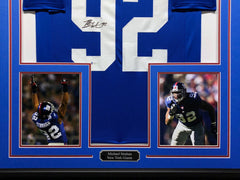 Michael Strahan Signed Giants 35x43 Framed Jersey Super Bowl XLII Champ  Beckett