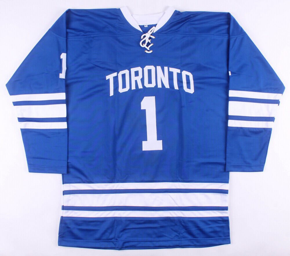 Johnny Bower Signed Toronto Maple Leafs Jersey Inscribed "HOF '76" (Beckett COA)