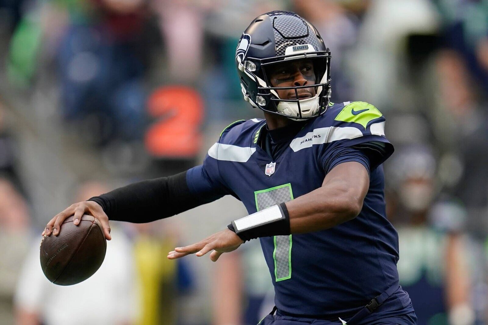 Geno Smith Signed Seahawks 35x43 Framed Jersey (Beckett) Seattle #1 Quarterback