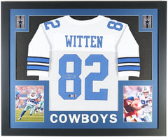 Jason Witten Signed Cowboys 35x43 Framed Jersey Display (Beckett) 11xPro Bowl TE