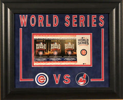 2016 World Series Cubs vs Indians 14x17 Custom Framed / Matted Ticket Display