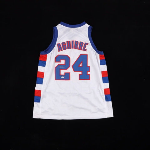 Mark Aguirre Signed DePaul Blue Demons Jersey (PSA COA) 2xNBA Champion Pistons