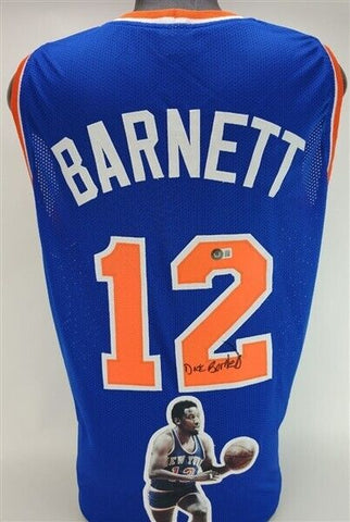Dick Barnett Signed New York Knicks Jersey (Beckett) 2xNBA Champion 1970 & 1973