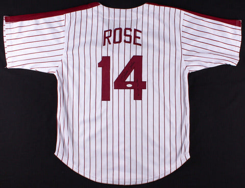 Pete Rose Signed Philadelphia Phillies Pinstriped Jersey Inscribed 42 –
