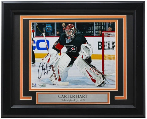 Carter Hart Signed Philadelphia Flyers 11"x14" Framed Photo (Fanatics) Goalie