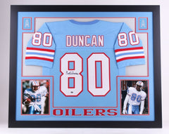 Curtis Duncan Signed Houston Oilers 35x43 Custom Framed Jersey (GTSM COA)