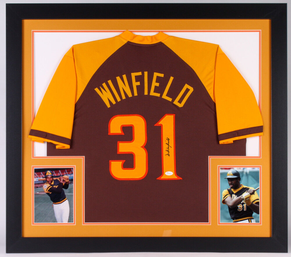 Dave Winfield Signed San Diego Padres 31x 35 Custom Framed Jersey (J –