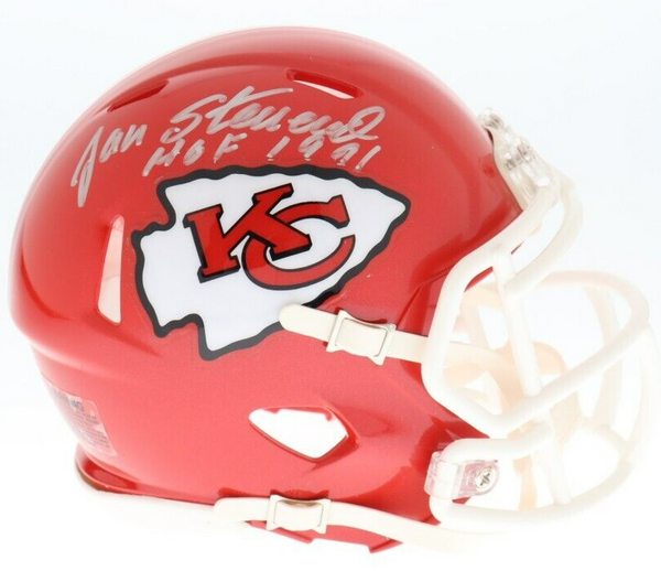 Jan Stenerud Signed Kansas City Chiefs Mini Helmet Inscribed HOF 1991 –