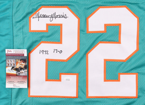 Mercury Morris 17-0 Autographed Miami Custom Football Jersey - BAS