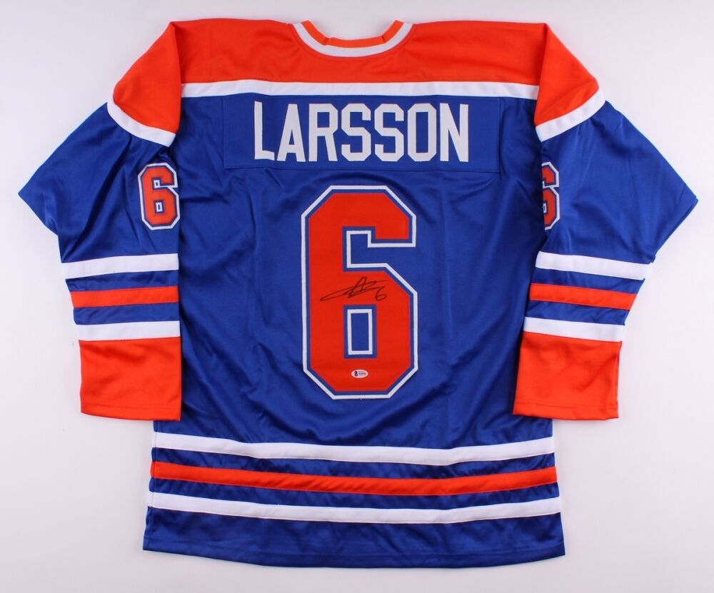Adam Larsson Signed Oilers Jersey (Beckett) 4th Overall Pick 2011 NHL Draft