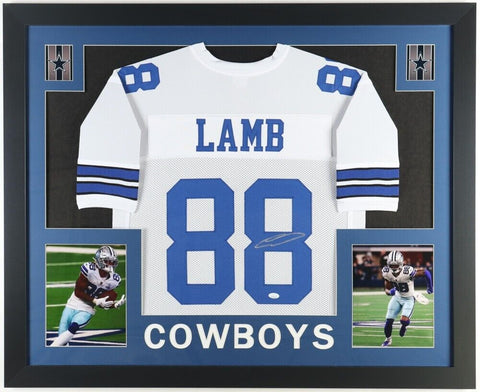 Ceedee Lamb Signed Cowboys 35"x43" Framed Jersey (JSA) 2020 1st Round Pick W.R.