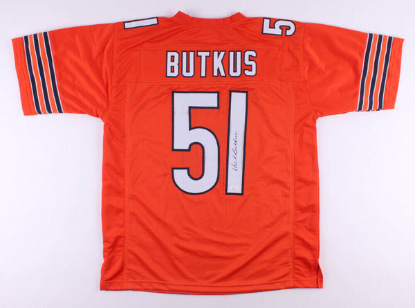 Dick Butkus Signed Chicago Bears White Jersey (JSA) 8×Pro Bowl & Hall –