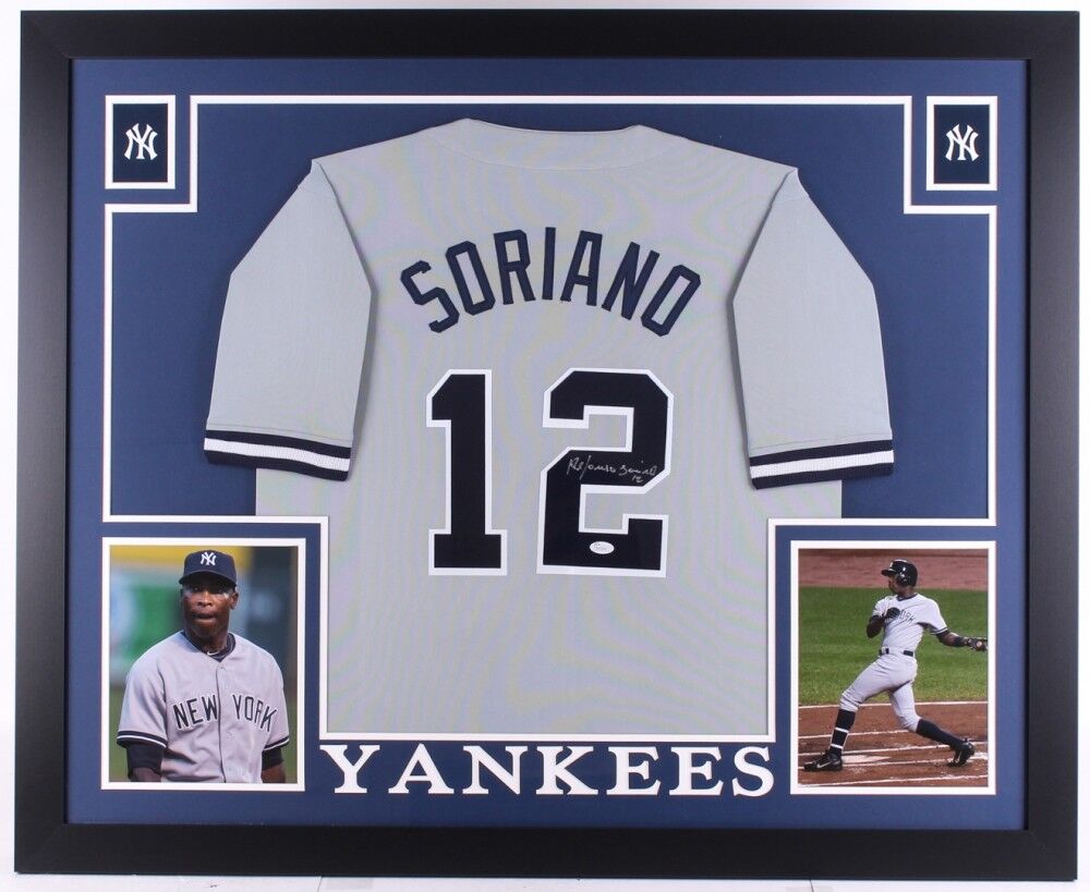 Alfonso Soriano Signed New York Yankees 35x43 Custom Framed Jersey ( –