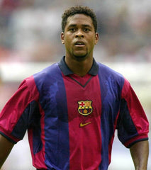 Patrick Kluivert Signed Barcelona FC Nike Style Home Jersey (Beckett) 149 Goals