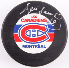 Denis Savard Signed 1993 Canadiens Stanley Cup Champions Logo Hockey Puck