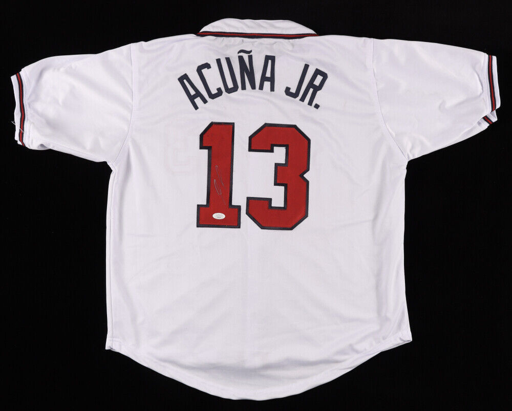 Ronald Acuna Jr Signed Atlanta Braves Red Baseball Custom Jersey JSA  Certified