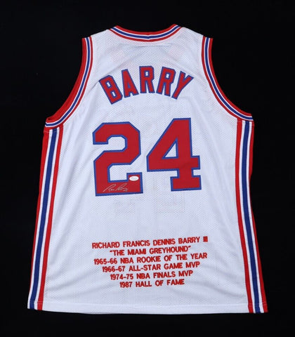 Rick Barry Signed New York Nets Career Highlight Stat Jersey (JSA) 8xAll Star