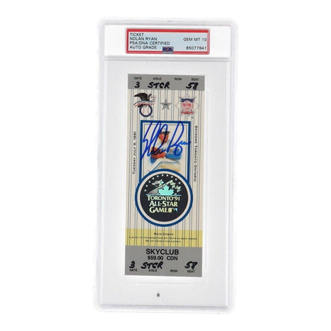 Nolan Ryan Signed 1991 All-Star Game Ticket Stub (PSA 10) Skydome, Toronto