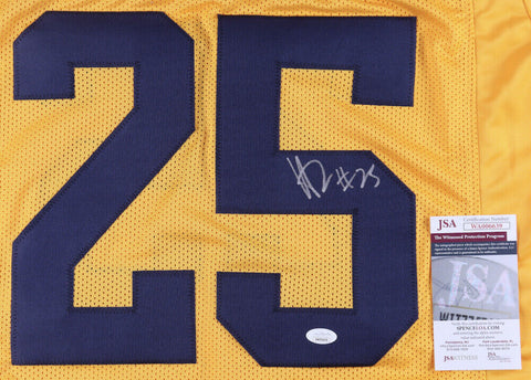 Hassan Haskins Signed Michigan Wolverines Throwback Jersey (JSA COA) Titans R.B.