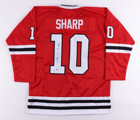 Patrick Sharp Signed Chicago Blackhawk Jersey (Beckett Holo) 3xStanley Cup Champ