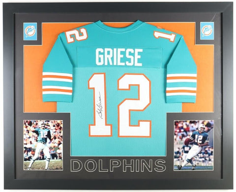 Bob Griese Signed Miami Dolphins 35"x43" Framed Jersey (JSA) 2xSuper Bowl Champ